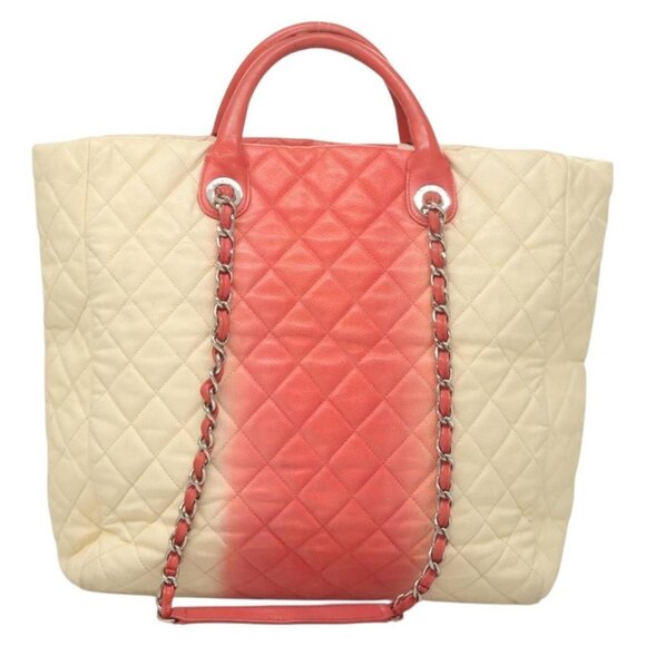 CHANEL Chain Matelasse Hand Bag Grained Calf Skin 2way White Silver CC Auth ... - Picture 2 of 16